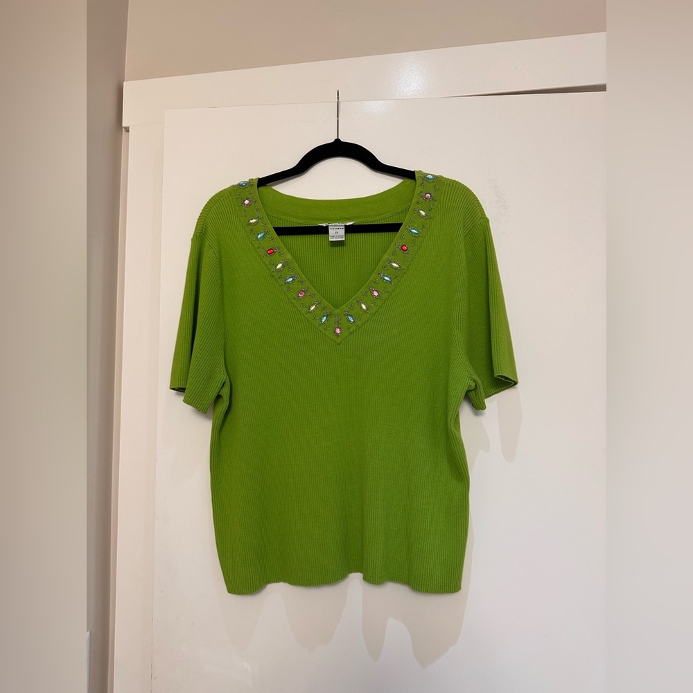 NYGARD | ribbed knit tshirt with embellishment